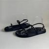 Fashion Women Flat Sandals Black Thin Straps 2025 Summer Comfortable Footwear New Design Casual Platform Ladies Beach Shoes Wholesale