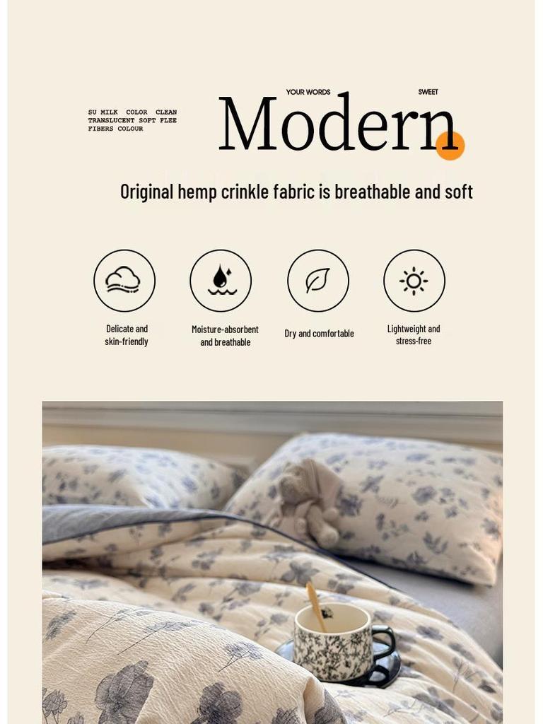 2025 Original Linen Crinkled Gauze Double Layer Quilt Comforter for Winter, Spring & Autumn