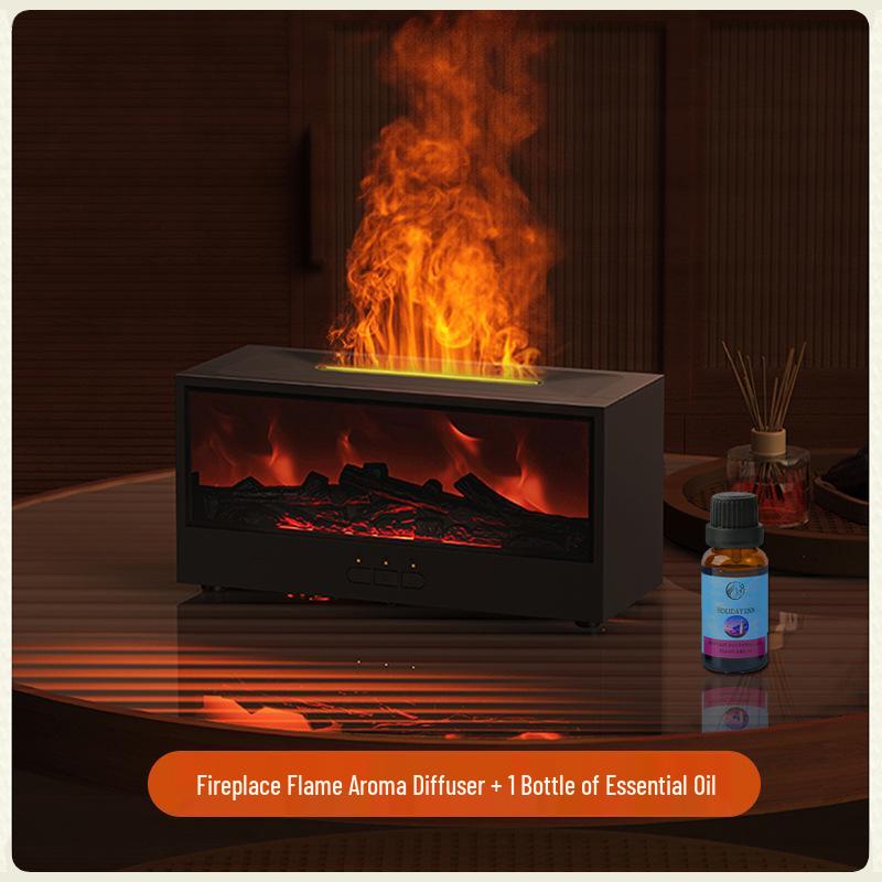 Retro 3D Fireplace Flame Aroma Humidifier & Colorful Desktop Light