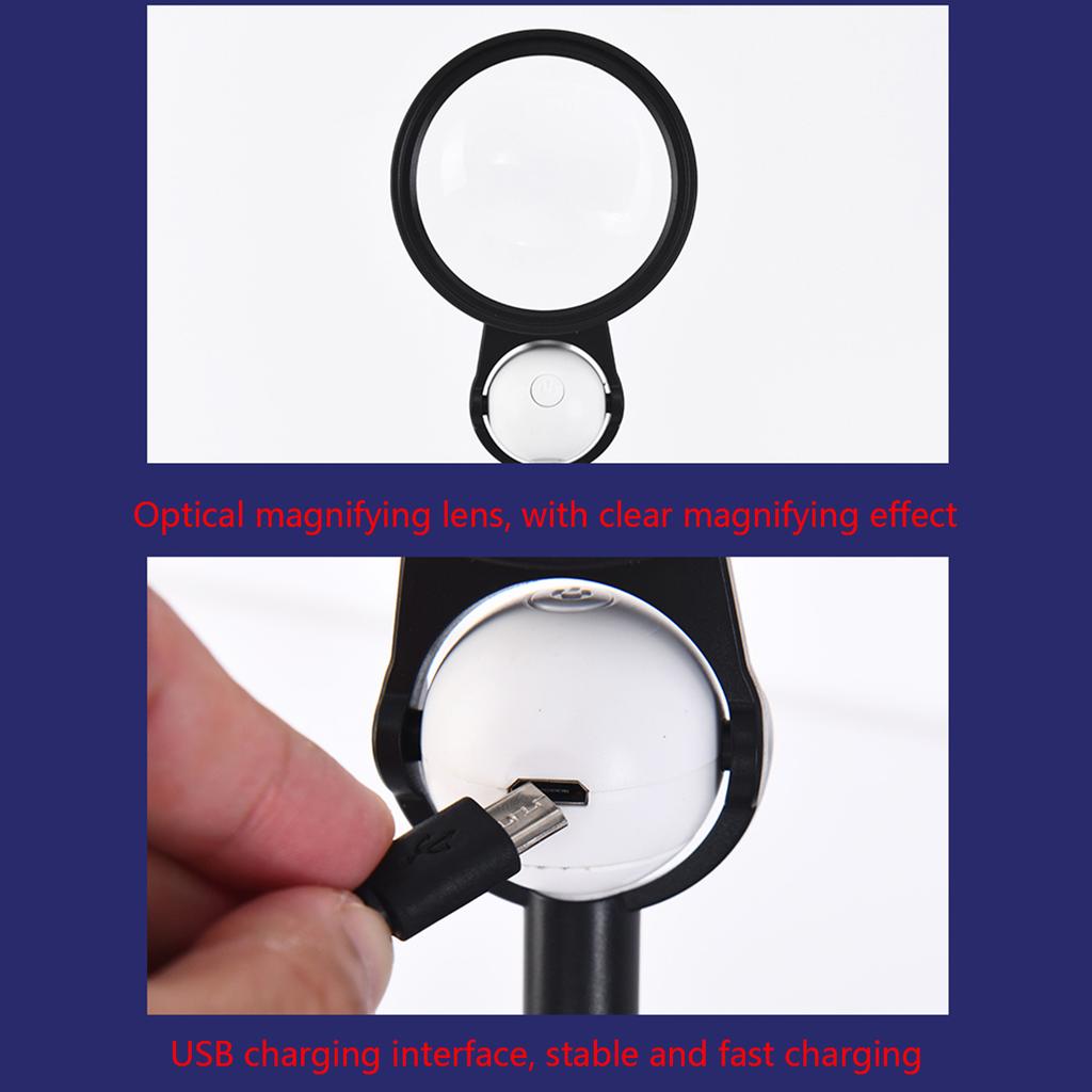 Welding-Magnifying Glass with 2 LED Light Lens-Auxiliary Clip Loupe-Desk Top Magnifier-Third Hand Soldering Repair Tool