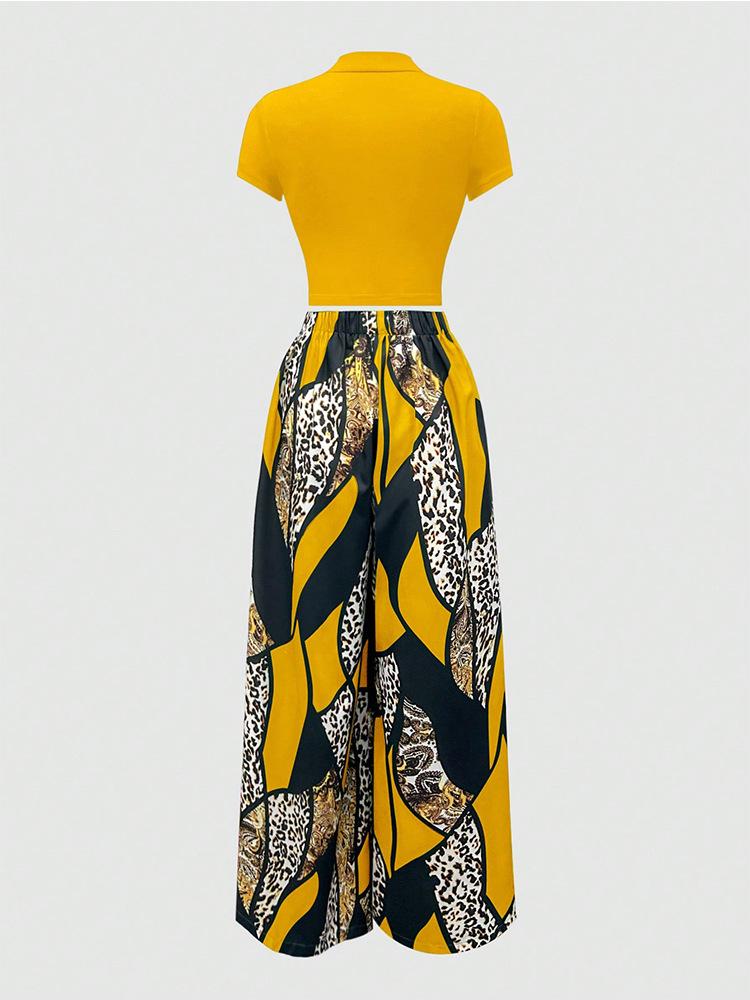 Women's Sleeveless Printed Fashion Set with Versatile Wide-Leg Pants