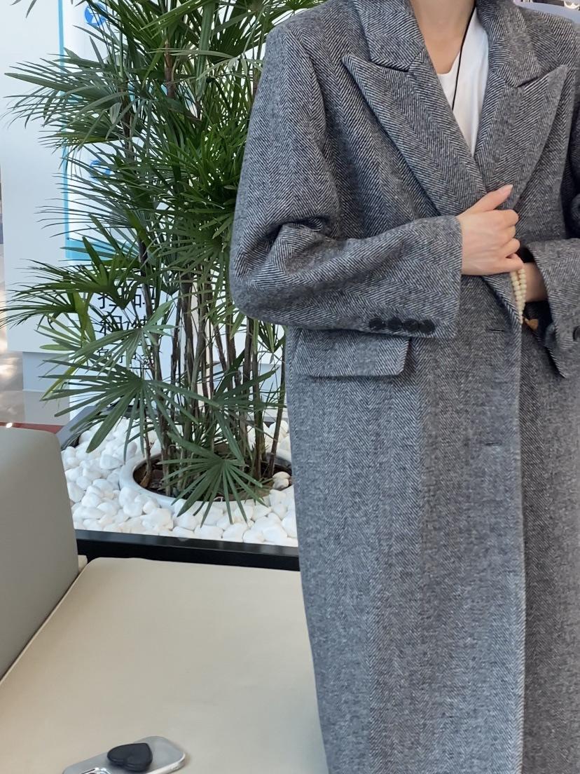 

Повседневный костюм пальто из шерсти с узором «елочка» утолщенное и тонкое осень-зима новое женственность серый M