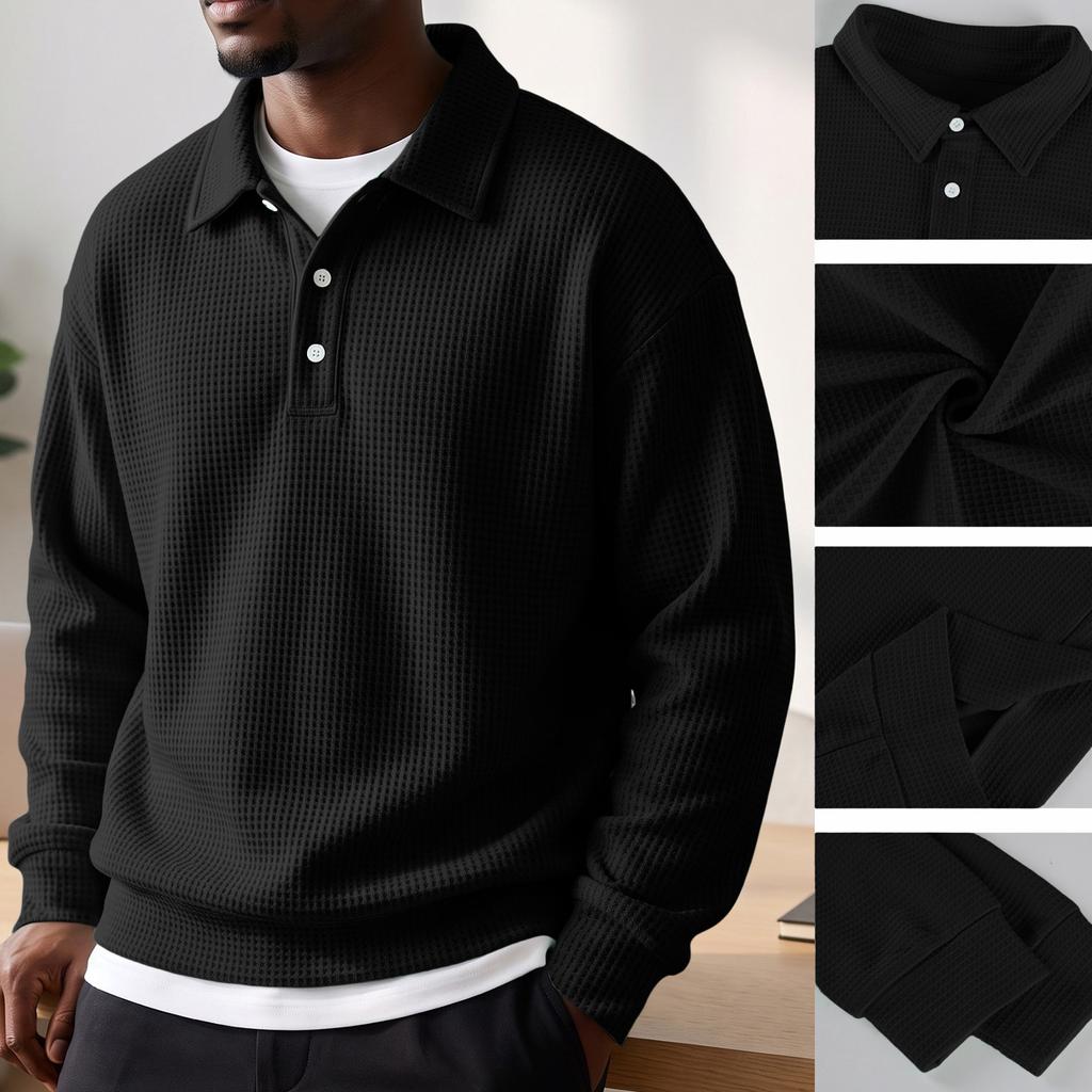Men's Casual Long Sleeve Knit Shirt Color for Athletic Wear