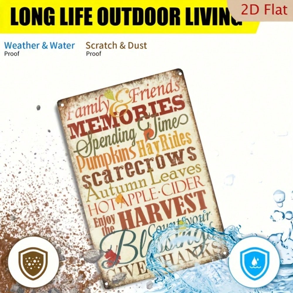 

Vintage Metal Wall Sign Country Farmhouse Tin Decor Rustic Autumn Harvest Kitchen Plaque Retro Home Bar різнокольоровий