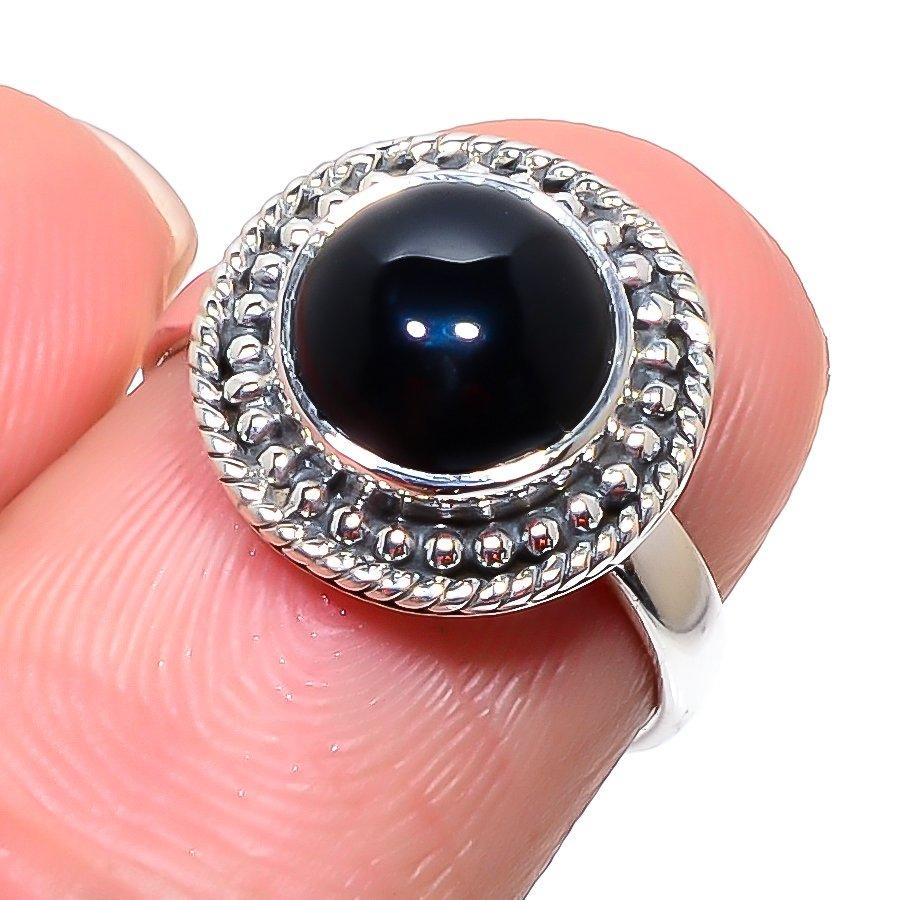 

Natural Black Onex Gemstone Handmade 925 Sterling Silver Jewelry Ring S.6 O1P21