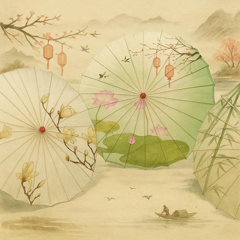 Bamboo Oil Paper Umbrella Chinese Style Hanfu Umbrella Ancient Dance Umbrella  Hotel Ceiling