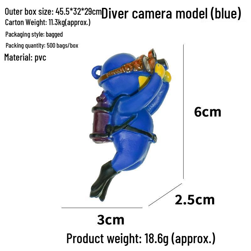 Blue Diver Fish Tank Ornament Set - Floating Aquarium Decoration Gift