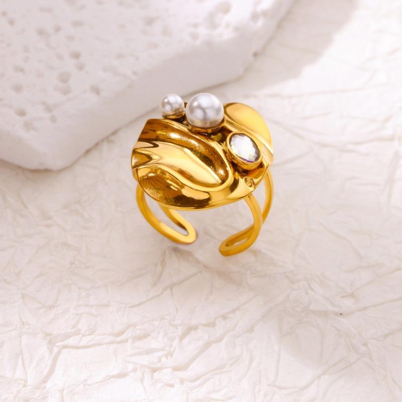 Ring Women's Micro-inlaid Rotating Zircon Temperament Cold Wind Fashion Full Diamond Round Geometric Versatile Fashion Ring Jewelry