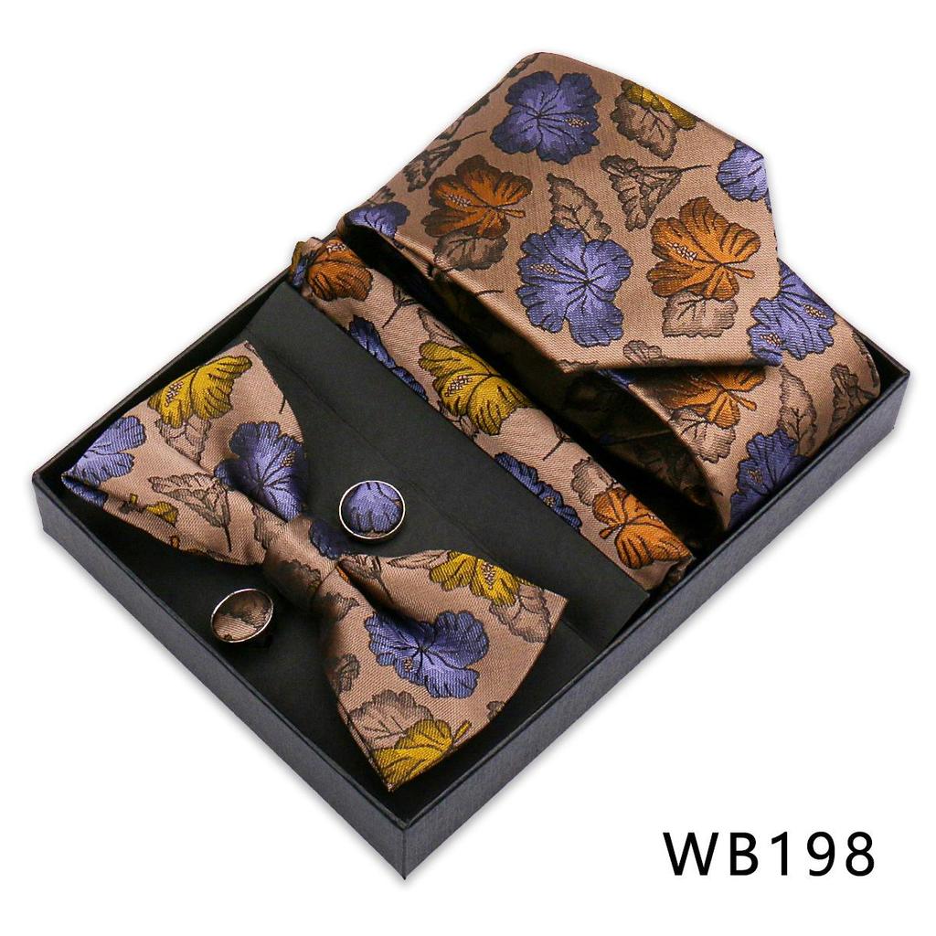 Men's Silk Bow Tie & Pocket Square Gift Set - Business & Wedding
