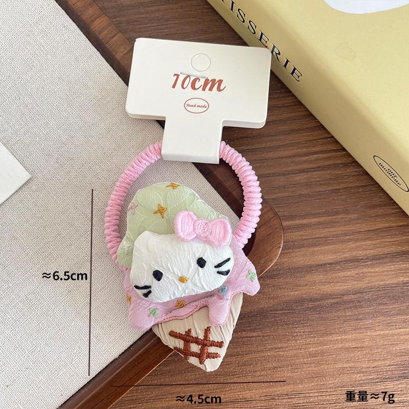 Korean Style Cute Cat Hair Tie for Girls - Handmade Fabric Student Hair Rope