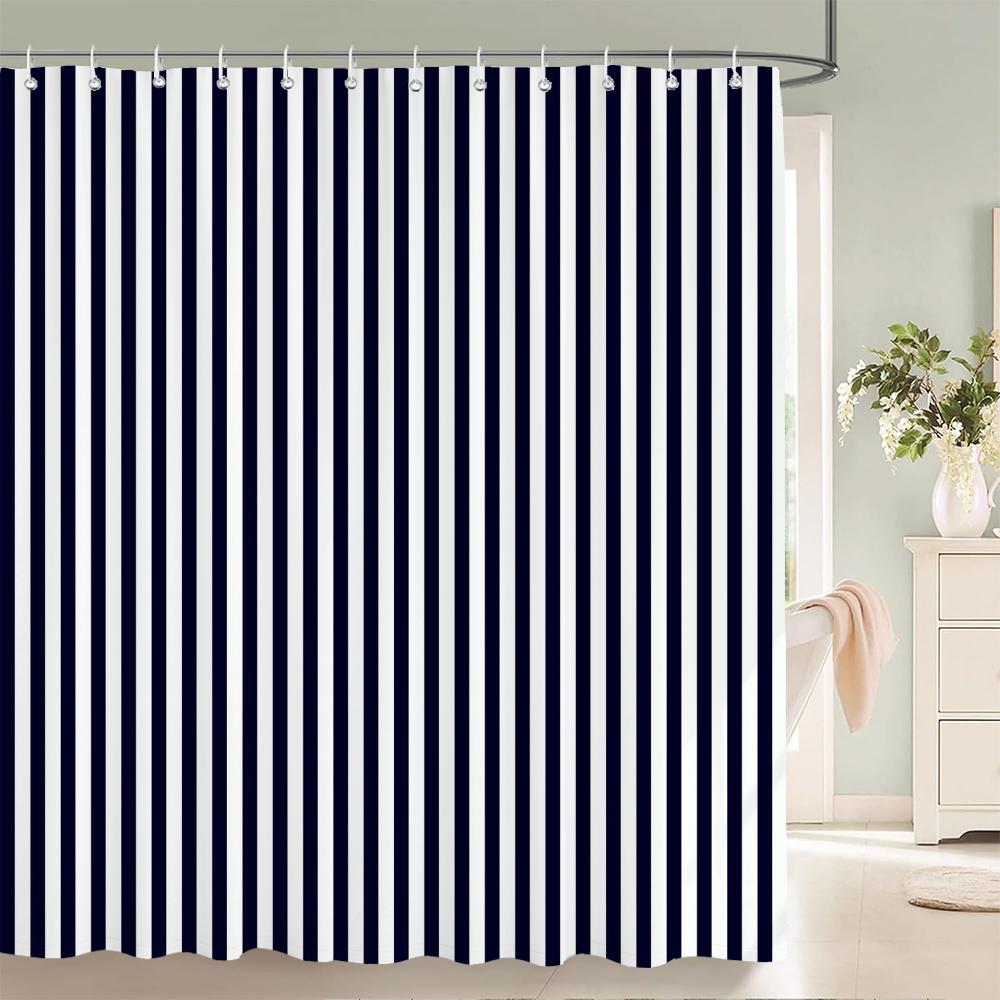 1 pièce Simple Motif Abstrait Noir et Blanc Tissu Polyester Rideau de Douche Imperméable Rideau de Salle de Bain Rideau de Séparation