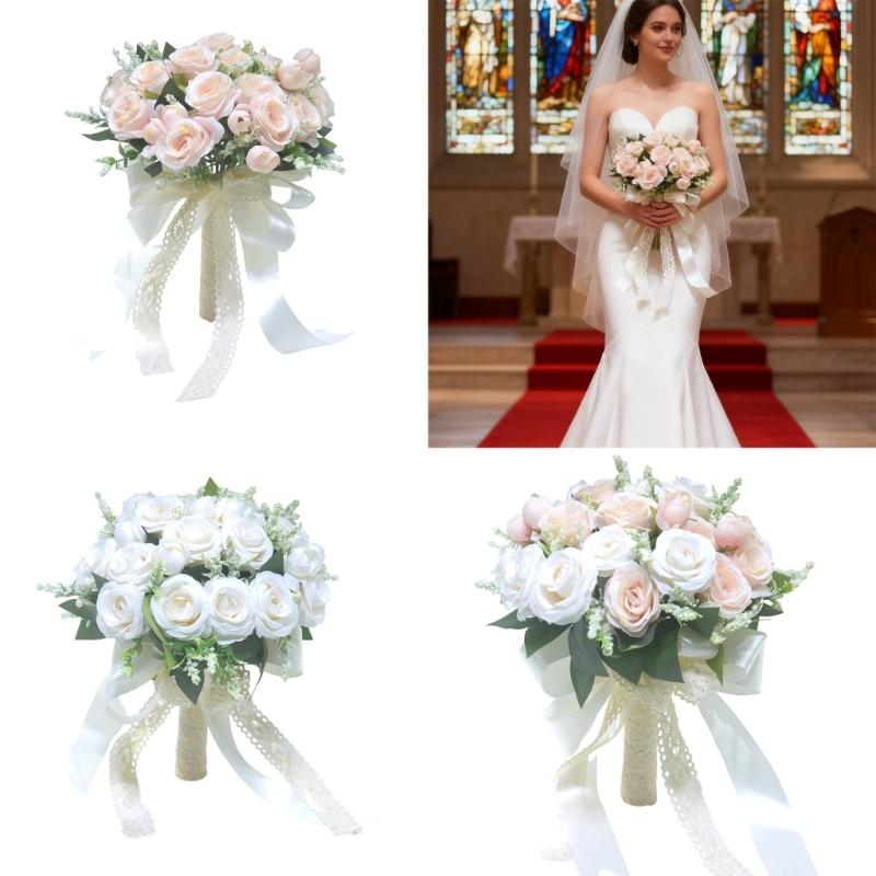 Life Like Artificial Flower Bridal Bouquet For Wedding Photography Silk Flower Arrangement Ceremony Bride Accessory