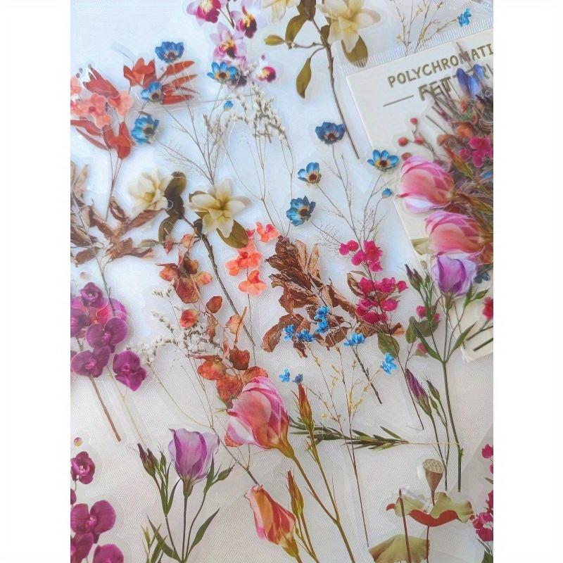 40sheets/Pack Vintage Flower Plants Notebook Decorative Stickers PET Decorative Stickers For Scrapbooking Label Diary Stationery Album Telephone