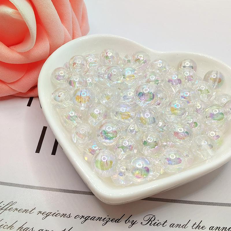 High-Gloss Transparent AB Color Round Beads for DIY Headdress Accessories