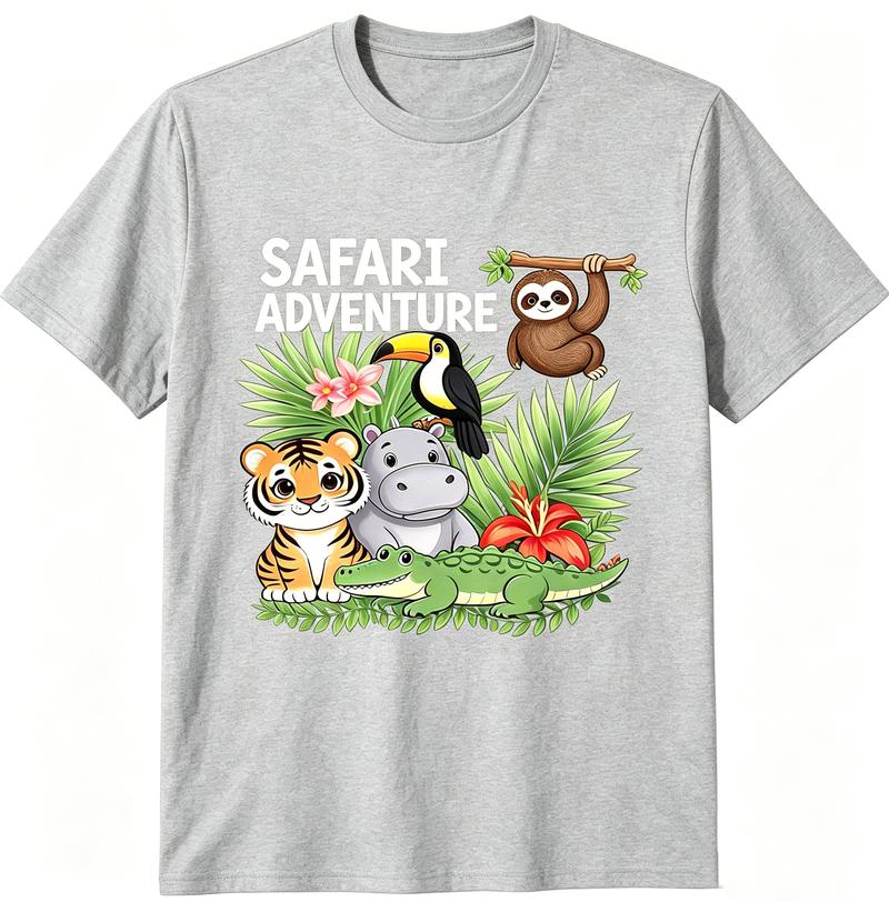 Safari Adventure Animal Tshirt Wild Jungle Graphic Tee Unisex Unisex Kis Cotton Shirt Casual Summer Vacation Gift