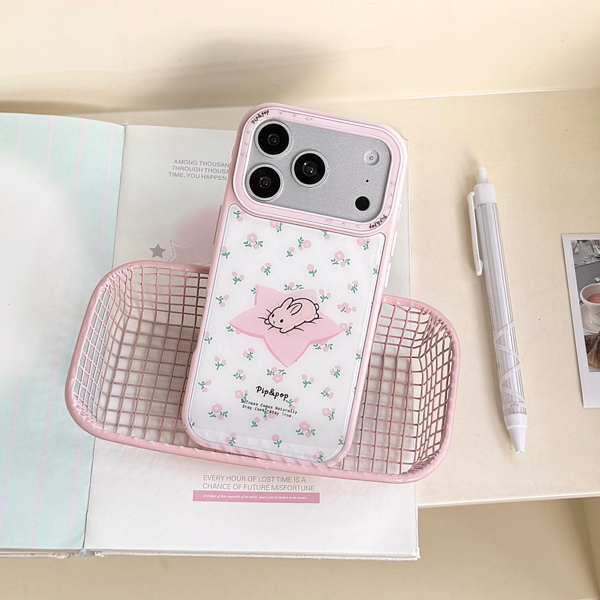 

Floral Blue Rabbit iPhone 15/17 Pro Max Case with Hand Strap iPhone 16