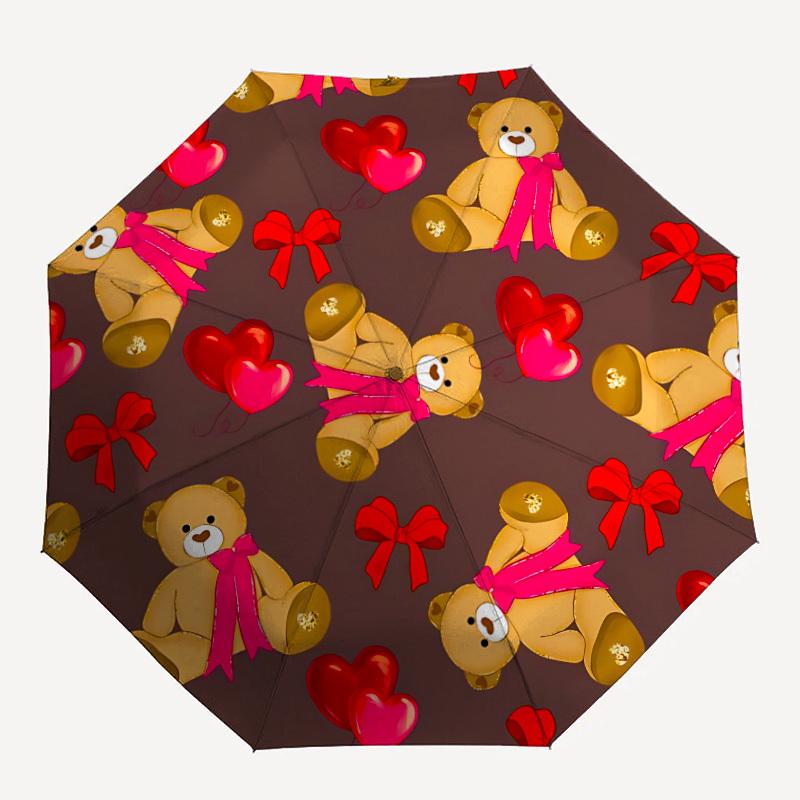 

1pc Teddy Bear Pattern Automatic Folding Umbrella - Portable Collapsible 8-Rib Umbrella for All Seasons yy251119160