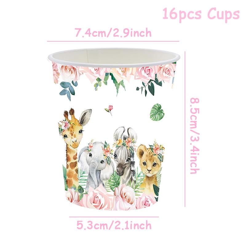 

1set Jungle Safari Tableware Animal Print Plates Cup Wild One Cute Elephant Lion Deer Napkin Kids Birth Baby Shower Party Supply