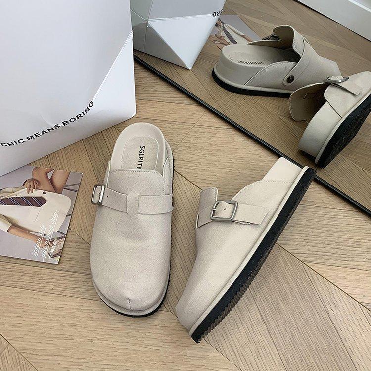 

Thick-soled fashion bag head half slippers women s outer wear 2025 summer new heightening retro versatile Boken half-tray shoes 40