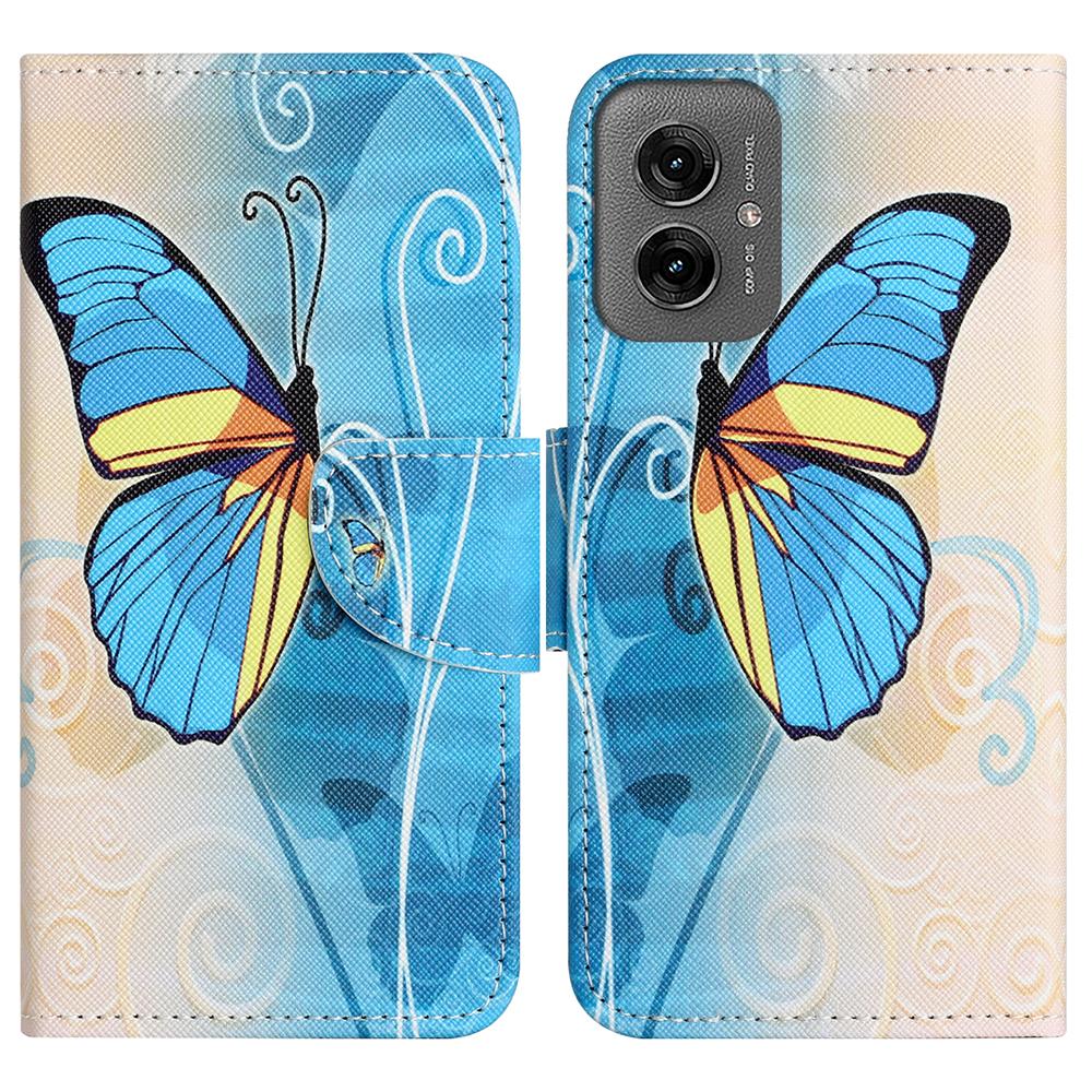 

For Motorola Moto G55 5G Case Cross Texture Leather Phone Cover Pattern Printing Butterfly