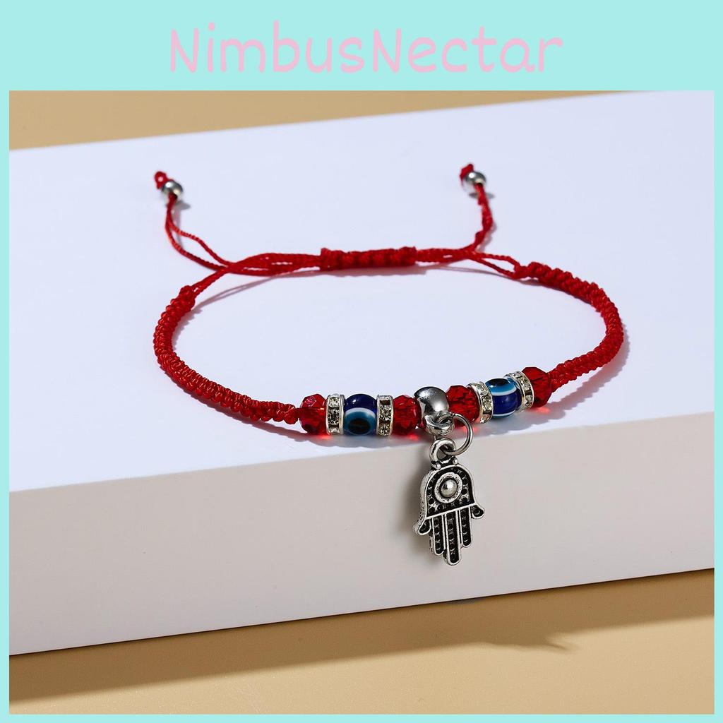 Owl Flower Turtle Elephant Pendant Weaving Bracelet With Adjustable Red Cord And Glass Beads For Women