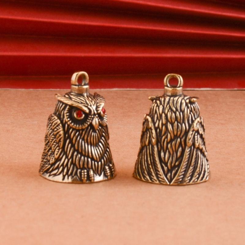 Artistic Owl Shape Metal Windchimes Bells Antique Keychain Pendant Elegant Bag Good Luck Ornament Craft Decors Gift