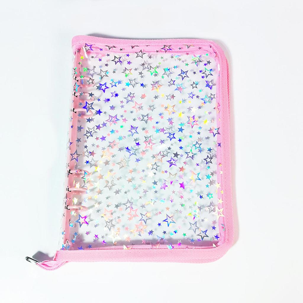 A5 Laser Star Zipper Binder Collect Book Refill Organizer DIY Journal Diary Transparent Kpop Idol Photo Album Kawaii Stationery