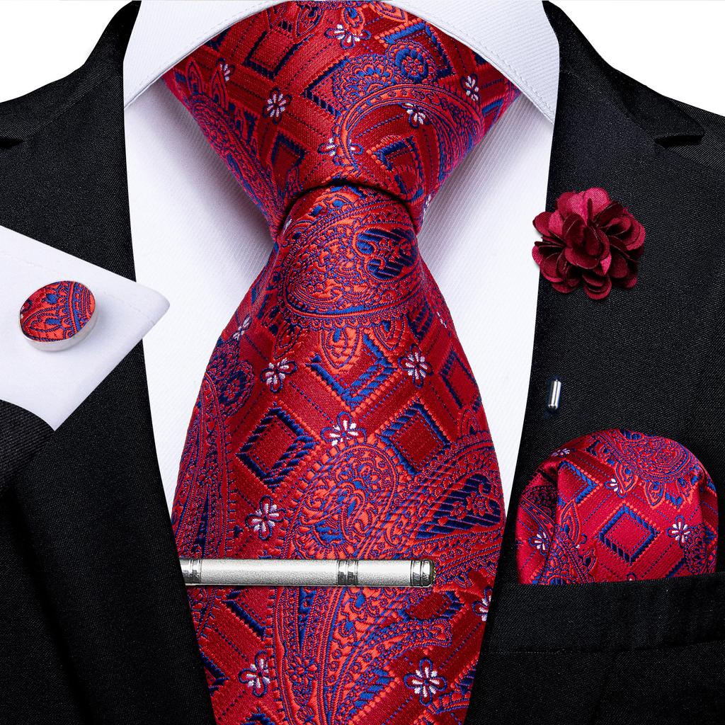 Set Regalo Cravatta Uomo Retreez Con Fazzoletto E Gemelli - Microfibra, Larghezza 8 Cm, Lunghezza 148 Cm, Fantasia Paisley