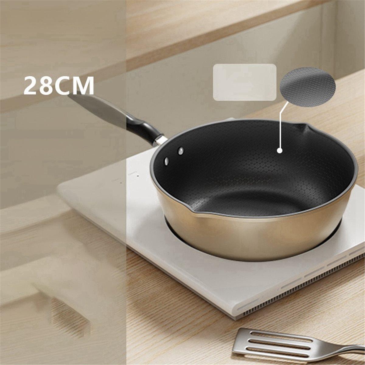

[Non-Stick Frying Pan]Honeycomb Pattern Nonstick Wok - Multi-Functional Fry Pan for All Stoves,Scratch- Coating China Mainland