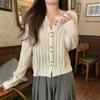 Hollowed-out Knitted Sweater for Women Long-sleeved Korean-style Knitted Cardigan Loose Knitted Sweater Top Sweater