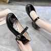 Fashion Shiny Women's Leather Shoes Thick Heel Comfortable Casual Shoes Princess Shoes Uniform Shoes
