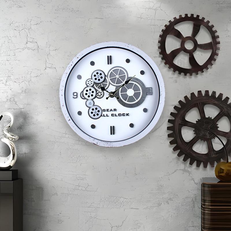 Gear Mechanical Clock Decorative Wall Clock Living Room Home Silent Industrial Retro Nostalgic Watch Wall Clock Quartz Clock
