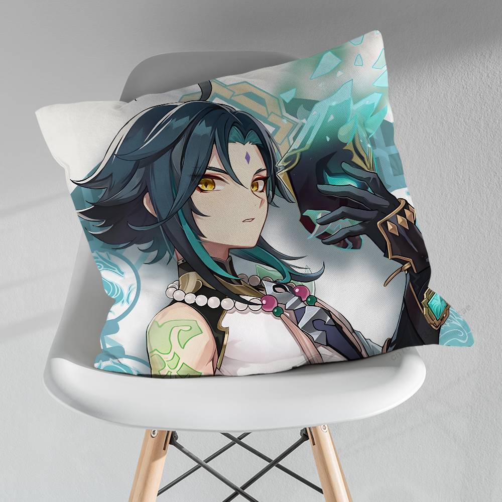 Cute XXiao Genshin Impact Pillowcase for Sofa Room Office Decor Printing Merchandise AllMatch Cushion Cover