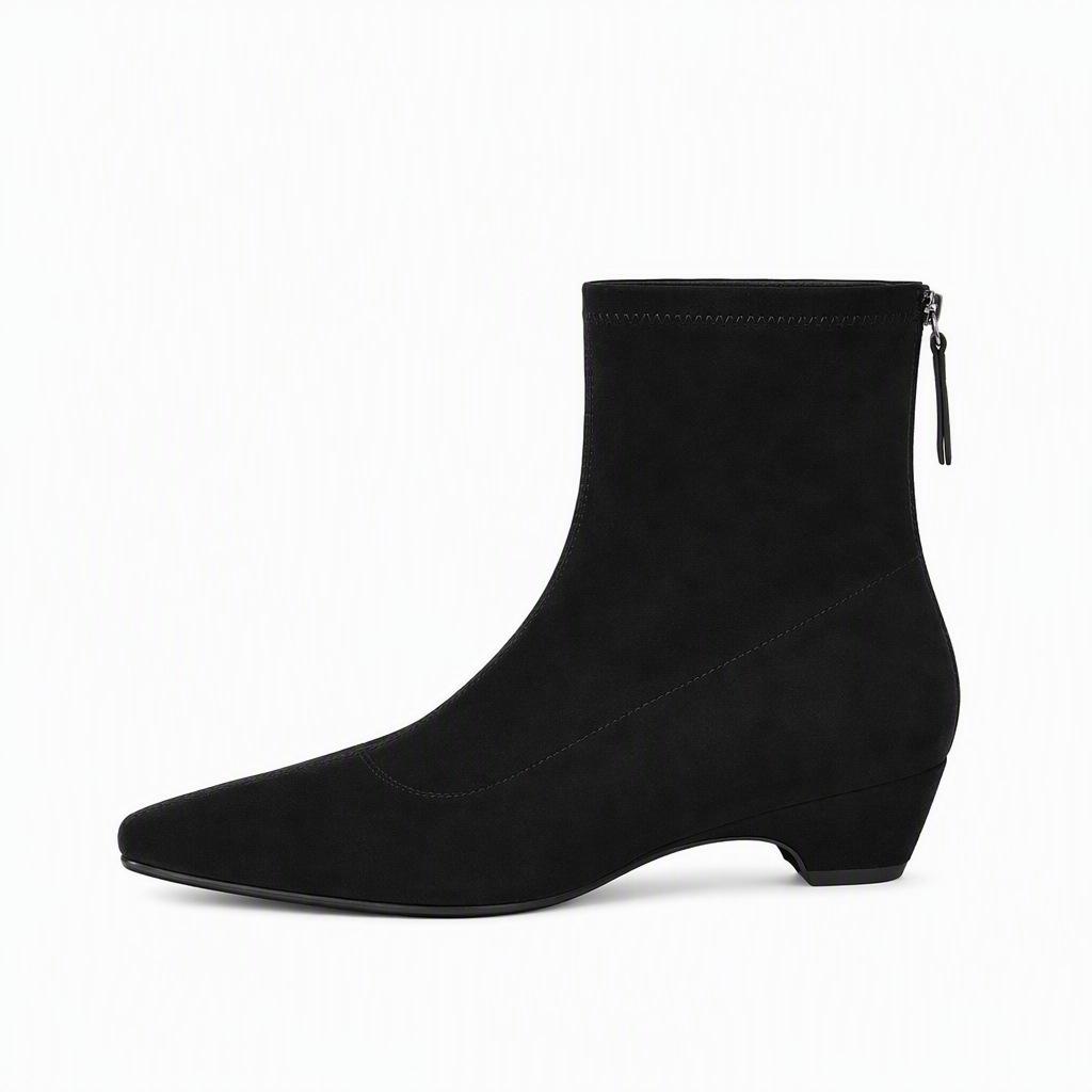 Wedge heel thick heel elastic thin boots women's autumn and winter new Korean version simple commuter short boots women's direct supply