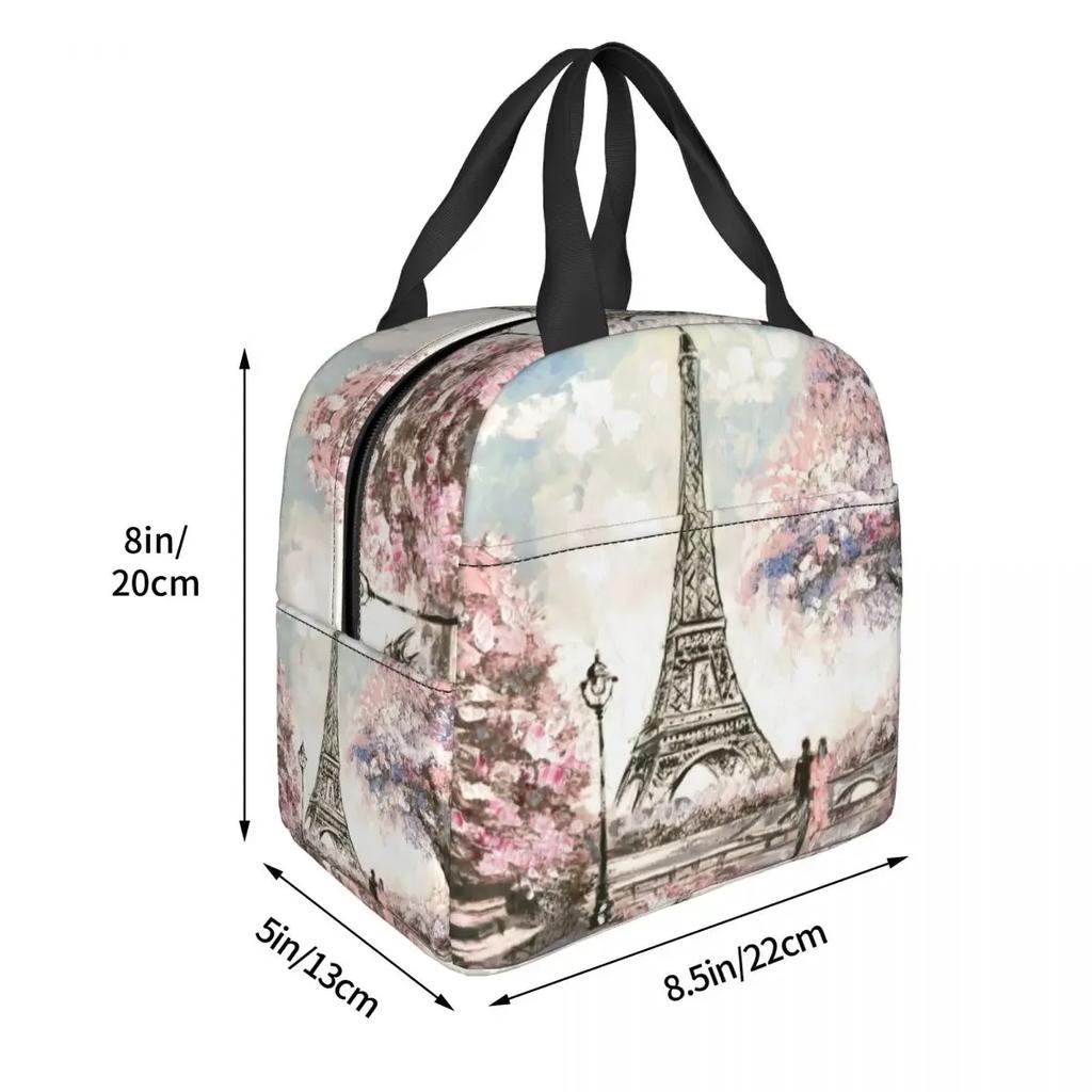 Eiffelturm Isolierte Lunchtasche für Camping Reisen Romantische Französische Liebe Auslaufsichere Kühltasche Thermische Lunchbox Frauen Kinder