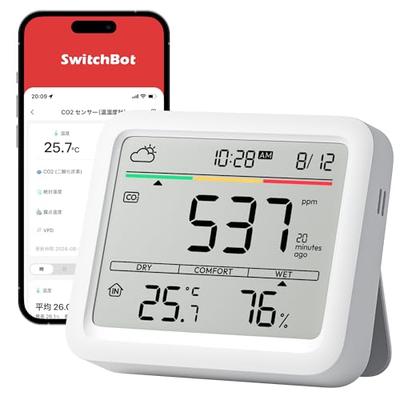 [Winter Ventilation & Dryness Countermeasure] SwitchBot CO2 Sensor with Carbon Dioxide Concentration Meter, Thermometer, Hygrometer, and Alarm - Switc