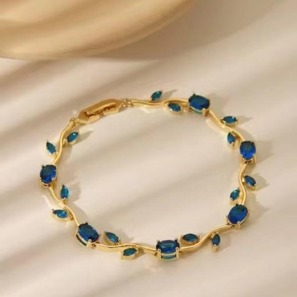 2026 Europeu e Americano Design Simples Forma de Folha Temperamento Nicho Versátil Banhado a Cobre Ouro 18k Cor da Pulseira