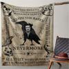 Edgar Allan Poe The Raven Nevermore Gothic Flannel Blanket Horror Skull Print Throw for Bed Sofa