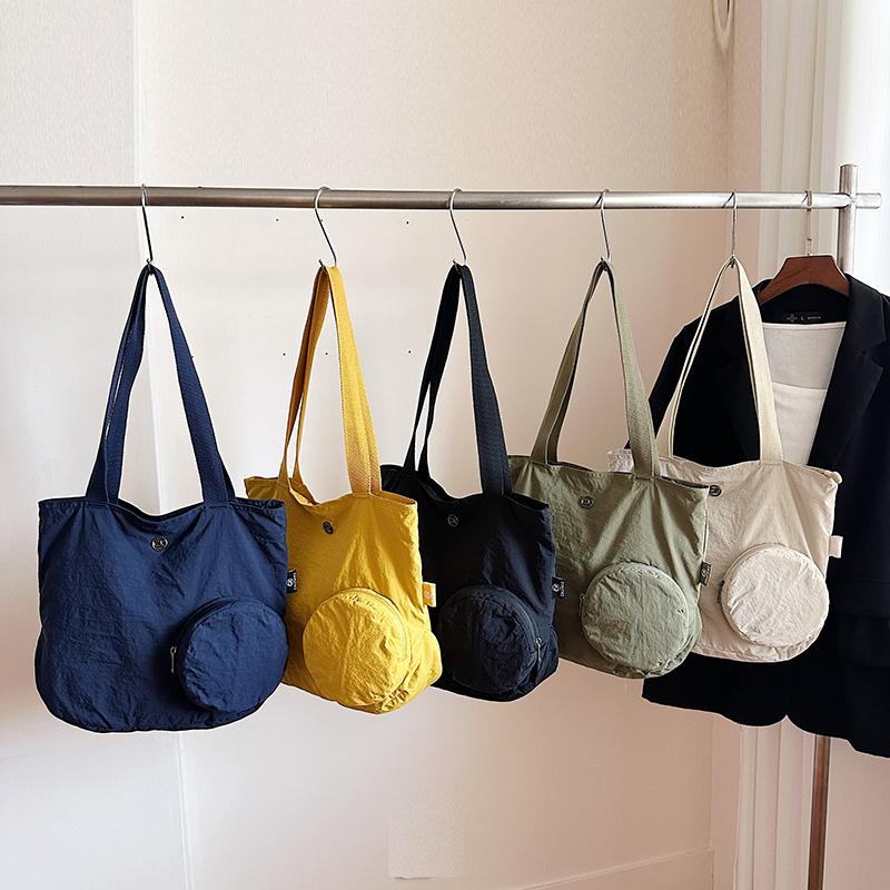 Solid Color Lightweight Women's Foldable Shoulder Bag Tote Bag
