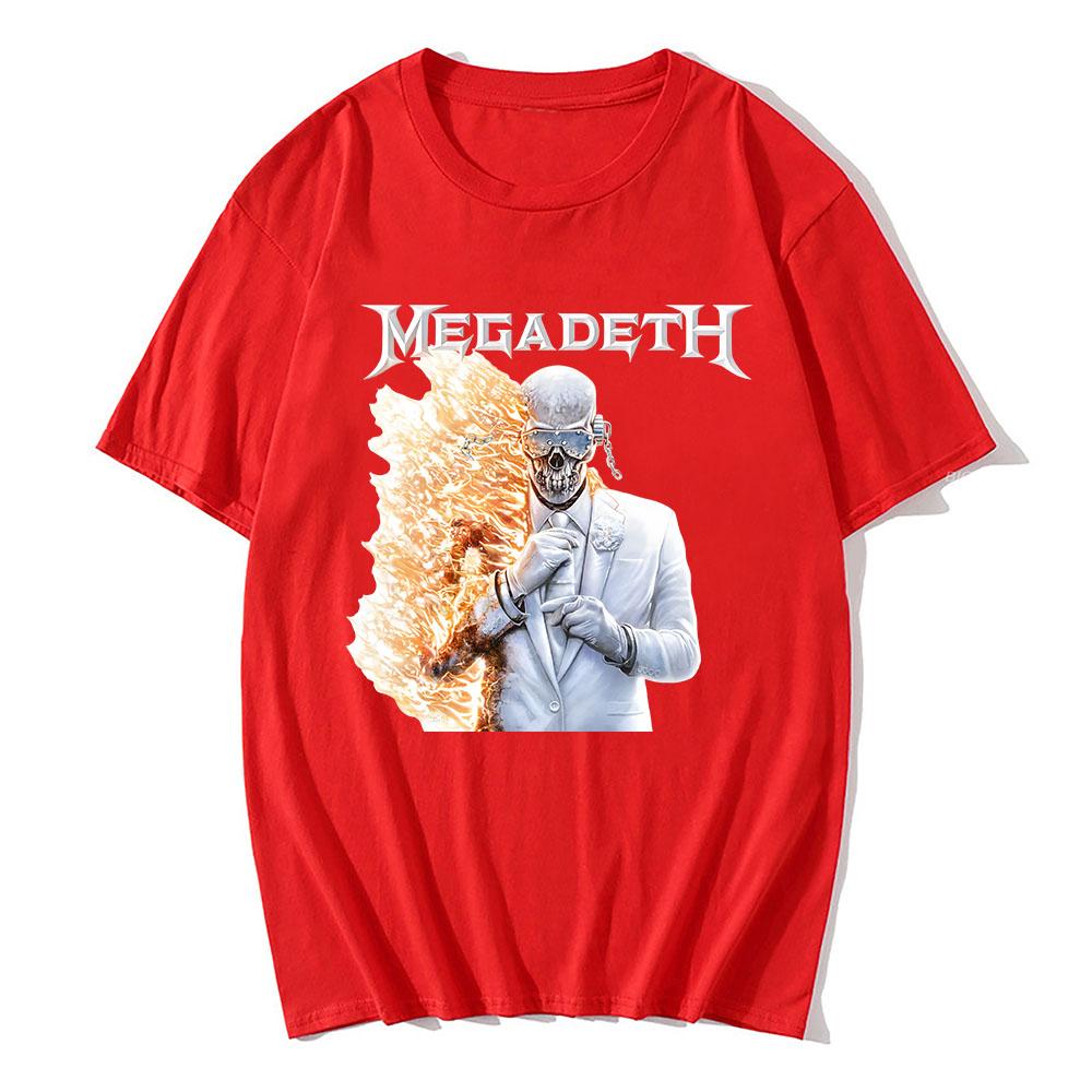

Rock Band Megadeth Album Print T-shirt Short Sleeve 100%Cotton Loose Male Tshirts Heavy Mental Casual Unisex Streetwear Hip Hop Tees Men women clothes XS красный