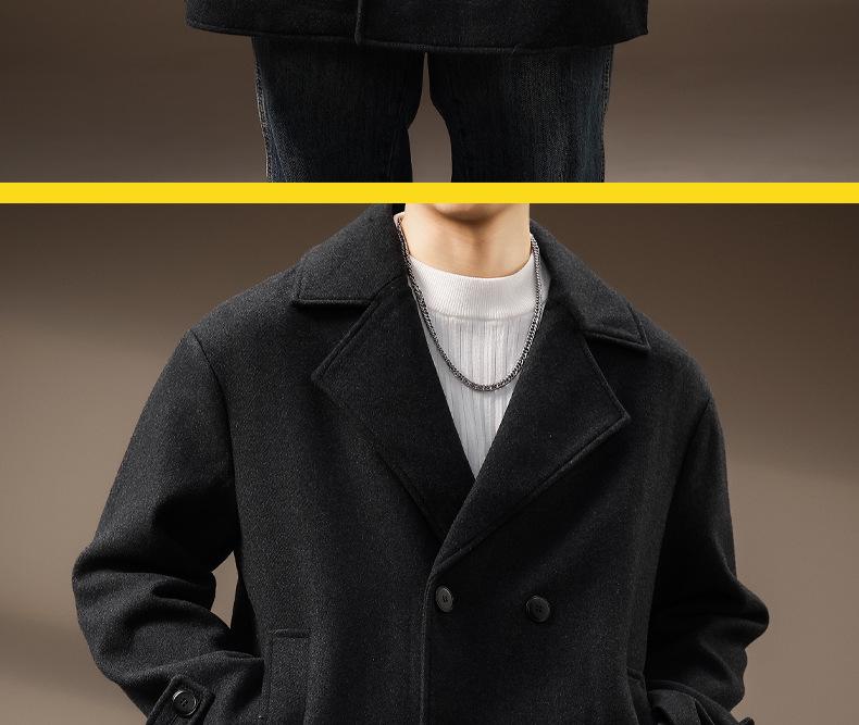 Men's Mid-Length High-Grade Double-Faced Wool Business Coat - Thick, Warm, and Fashionable for Winter