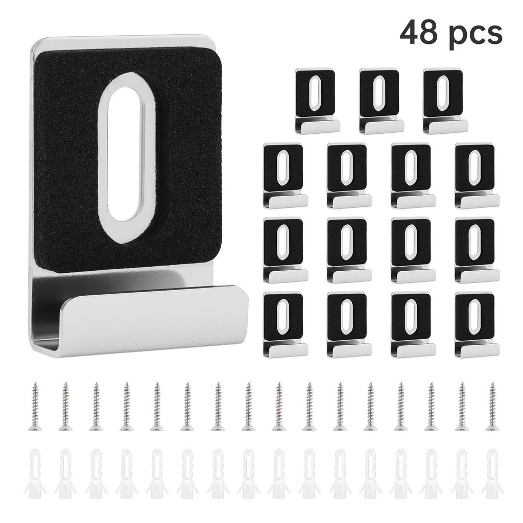 16 Packs 304 Stainless Steel Mirror Holder Clips, Wall Mount Frameless Mirror Bracket for Photo Frame Billboard with Screws and Anchor Sleeves