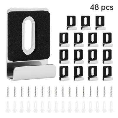 16 Paquets Clips de Support Miroir Acier Inoxydable 304, Support Mural pour Miroir sans Cadre pour Cadre Photo Panneau d'Affichage avec Vis et Chevilles