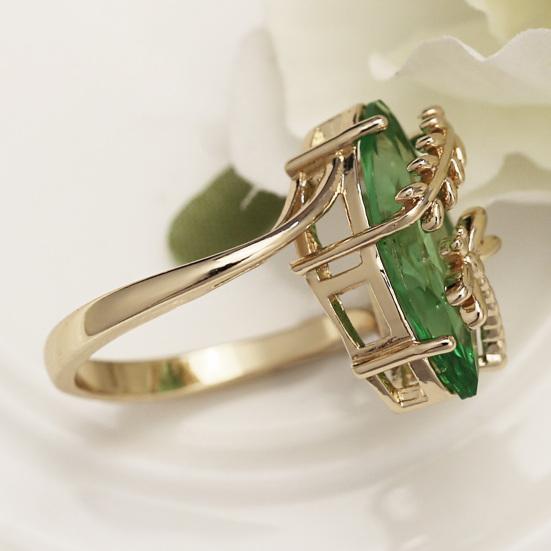 Transparent Rhinestone Ring Gemstone Emerald Faux Decor Dragonfly Ring for Wedding