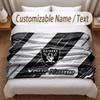 Las Vegas Raiders Printed Flannel Blanket Custom Name Text Soft Warm Throw For Bedroom Holiday Gift