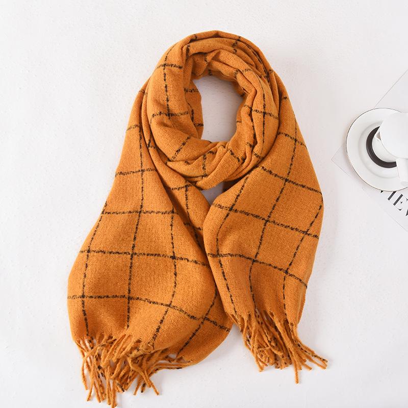 Line Scarf Women's Winter High-end Plaid Shawl 2025 New Versatile Fashion Scarf Double-sided Thickening