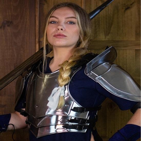 Lady Armor Jacket With Shoulder Plates 18 Gauge Steel Handmade Perfect For Cosplay Female Armor Set Halloween Lady Suit For Women