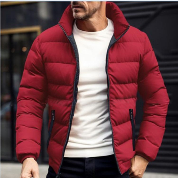 Autumn and Winter Men's Solid Color Cotton-padded Jacket Fashionable Simple Atmosphere Men's Cotton-padded Clothes