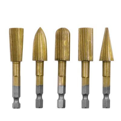 Rotierendes Feilenfräser-Set 5-teilig HSS-Fräserbits Rotierende Schnitzfräser Holzbearbeitungs-Rotfeilen-Set Für Metall Rotfeilen-Bit