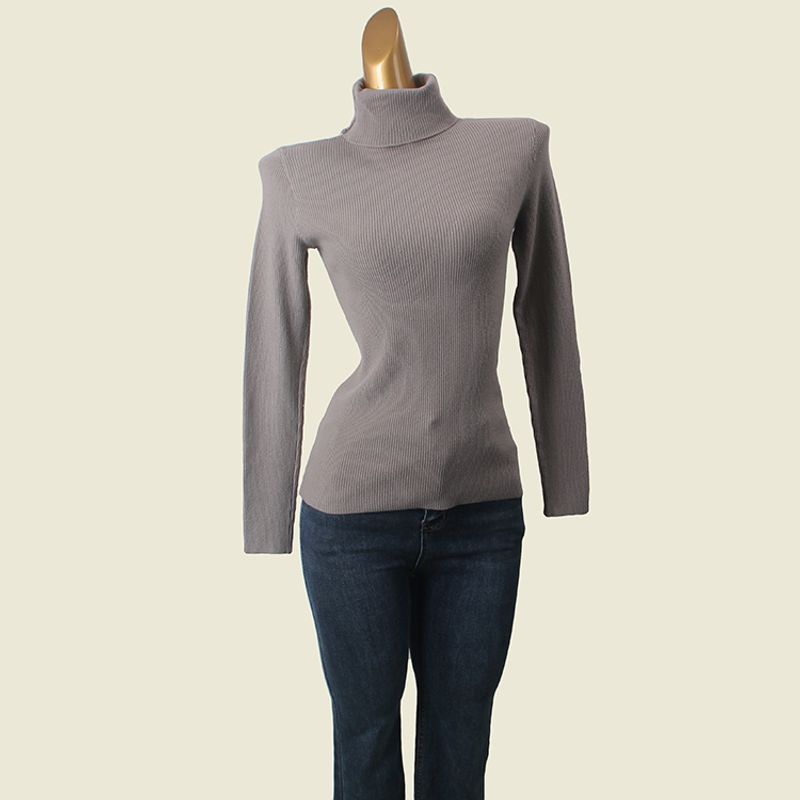 French Style Normcore Casual Turtleneck Small Thread Bottoming Shirt Fashion Wind Fall and Winter Pullover Base Long Sleeves Women's Knitted Sweater
